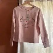 Pact Graphic Slouchy Sweatshirt Crewneck Sweater Winter Sprigs Pink NWT Size S