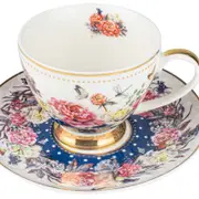 Roses & Butterflies Navy Teacup & Saucer Set 200ml