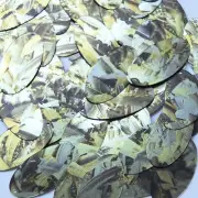 Sequin Oval 1.5" Yellow Silver Bird Feathers Print Metallic
