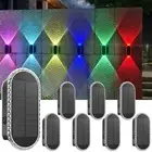8PK Solar Fence Lights Outdoor - Solar Outdoor Lights Warm White & RGB Solar ...