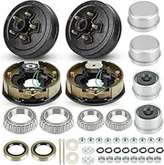 Trailer Axle Electric Brake Kit, Pair of 5-Hole, 4.5" Bolt Circle Brake Drum with 10" x 2 1/4" Adjusting Electric Brakes for 3500 lb Axles, Replacement 10” Brake Hub Drum Assembly