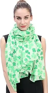 [Lina & Lily] Clover Shamrock Print Scarf St Patrick Day