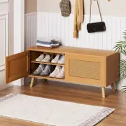 2-Tier Artiss Shoe Rack Bench Up to 10 Pairs Rattan Starlyn