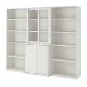 TONSTAD storage comb w sliding glass doors, off-white/clear glass, 243x47x201 cm