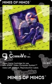 Game Cartridge Replacement Label - Mines of Minos for Atari 2600
