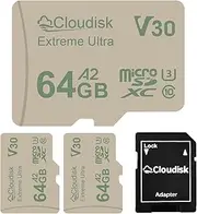 64GB Micro SD Card Pack of 3 U3 90MB/S V30 Extreme Ultra C10 A2 MicroSDXC UHS-I for Camera, DVR, Tablet PC and Mobile Phone