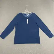 Chico's Touch of Cool Top Womens Size 2 Blue Long Sleeve Pullover Mom Casual