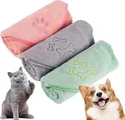 Microfiber Dog Towel, 3 PCS Pet Bathing Supplies Quick Drying Paw Towel, 50cm×100cm Quick Fast Drying Super Absorbent Lightweight Pet Bath Towels for Medium Dogs Cats Pets Shower