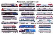 Amtrak Locomotives #2 11"x17" Railroad Laminated Placemat Andy Fletcher