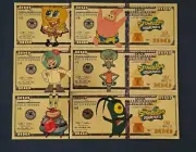 24 Karat gold-plated foil Banknotes SpongeBob SquarePants complete set