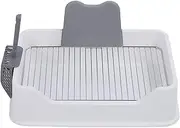 Cat Litter Box, Cat Litter Tray Box Easy to Clean Versatile Stainless Steel Rack for Small Medium (White)