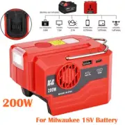 For Milwaukee 200W Portable Inverter 18V Battery To AC 220V USB Power Bank -Red