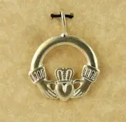 Vintage Sterling silver brushed Irish Claddagh Pendant