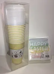 PEANUTS EASTER SNOOPY-WOODSTOCK 12 TRAVEL 16 Oz CUPS-LIDS & NAPKINS NEW