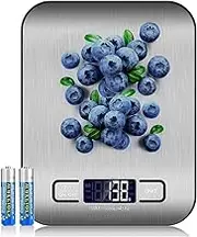 Mumoo Bear Food Kitchen Scale with 1g/0.01oz Precise Graduation, 5kg/11lb Digital Grams and Ounces for Weight Loss, Baking, Cooking, Keto and Meal Prep, LCD Display, Medium, 304 Stainless Steel
