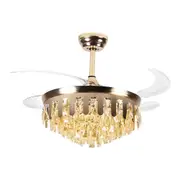 Windora Valen 42" Gold Crystal Chandelier DC Ceiling Fan w/ 3CCT LED Remote