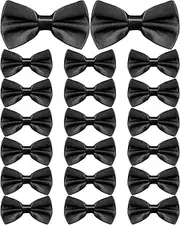 [Hercicy] 20 Pieces Bow Ties for Men, Formal Satin Solid Tuxedo Bow Ties Adjustable Length Pre Tied Bow Ties for Wedding Celebration