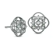 0.25 CT. T.W. Diamond Clover Frame Stud Earrings in 14K White Gold