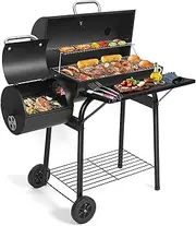 [SUNLIFER] Charcoal Grill Offset Smoker: Charcoal Barbecue Grills with Spacious Cooking Area | Barrel BBQ Grill and Smokers Combo for Outdoor Patio Backyard Camping and Parties