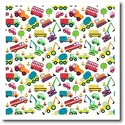 3dRose ht_222346_2 Cute Scattered Fire Trucks Construction Trucks Cars Pattern Iron on Heat Transfer for White Material, 6" x 6"