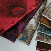 Velvet Fabric Phoenix Peacock Feather Pattern Thick Sofa Cushion Home Decor