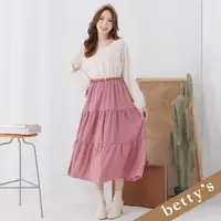 在飛比找momo購物網優惠-【betty’s 貝蒂思】蕾絲拼接腰帶蛋糕洋裝(米色)
