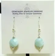 Sterling Silver Faceted Natural AMAZONITE Dangle Earrings #2423...Handmade USA