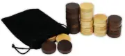 DA VINCI 1.5 inch Wood Backgammon or Checkers pieces - 30 pieces with Bag