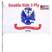 Double Sided US Army Flag White 3x5 Heavy Duty United States Military Flag Ar...