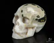 1.9" Ocean Jasper Hand Carved Crystal Skull, Realistic, Crystal Healing