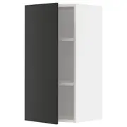METOD wall cabinet with shelves, white/Nickebo matt anthracite, 40x37x80 cm