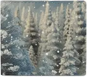[FZQVSGW] Swimming Pool Water Wallet, Leather Bifold Wallet, Slim And Stylish PU Card Holder, Small Coin Purse, Snow Wonderland Pine Tree Christmas, One size