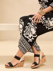 Lipsy Black Elastic Two Strap Mid Wedge Sandals (AW4388) | $97