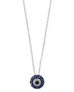 Bloomingdale's Fine Collection Blue Sapphire & Diamond Evil Eye Pendant Necklace in 14K White Gold, 18