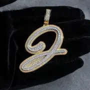 2.50 Ct Natural Moissanite Men's Letter "J" Layered Pendant Sterling Silver