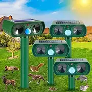 4 Pack Ultrasonic Animal Repellent Outdoor Deer Repellent Devices Solar Animal Repeller Waterproof, Motion Activated Animal Deterrent to Scare Cat Squirrel Rabbit Raccoon Skunk for Yard Garden Lawn