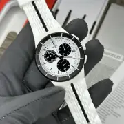 NEW✅ Swatch Originals PISTE NOIRE White Silicone Chrono Date Men's Watch SUSW407