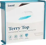 LUCID Premium 100% Waterproof Mattress Protector - Universal Fit, Cotton Terry Top, California King, White