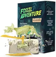 Glow in the Dark Triceratops Block Dig Kit with 3 Tools Jr. Paleontologist NEW!