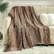 Viviland Flannel Fleece Blanket Twin Size 60x80 inches, 280 GSM Lightweight Blanket for Couch Sofa Bed, Super Soft Cozy Warm Blanket, Leopard Print
