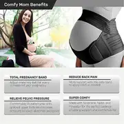Pregnant Women Belts Maternity Belly Belt Waist Care Abdomen Support Belly Band Back Brace Protector Pregnant Maternity Clothes black L