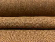 6.375 yd Anzea Limerick Belfast Orange Brown Wool Herringbone Upholstery Fabric