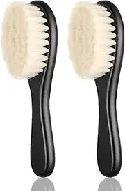 Shappy 2 Pieces Barber Fade Brush Men Beard Brush Neck Duster Cleaning Grooming Tool Soft Beard with Wooden Handle for Barber Hair Cutting Kits(Black)