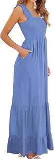 [Generic] Jumpsuits Shorts for Women Casual Loose Sleeveless Overalls Jumpsuit Ruffle Wide Leg Long Flare Pant Flowy Rompers Formal Jumpsuit Wide Leg