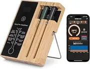 lfcforldx 2-Probe Wireless Meat Thermometer, 500FT Bluetooth Smart Instant Read Food Thermometer with LCD-Enhanced Booster for Turkey, Grill BBQ Oven Smoker,Compatible with iOS & Android App Control
