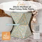 35cm Round Side Table Mother of Pearl Inlay Modern Handcrafted Bed Side Table