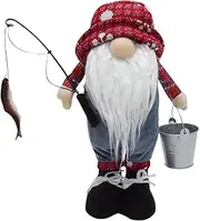Fishing Gnome Plush | 11 Inches Farmhouse Faceless Fishing Gnome Decoration | Handmade Stuffed Scandinavian Tomte Festival