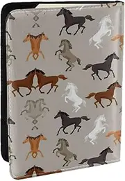 [JEJEA] Cute Horse Print Travel Organizer Credit Cards Case Passport BookPassport Holder Cover Wallet forTraveling,, Black, One Size