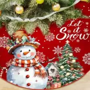 Christmas Tree Skirt 48 Inch Snowman Snowflaks Christmas Tree Decorations Red