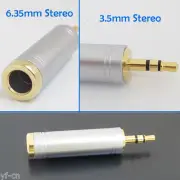 100pcs High Quality Gold 3.5mm 1/8" Stereo Male to 6.35mm 1/4" Female Adapter
